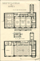 K000624 Plattegronden van de begane grond en 1ste etage van het Sociéitsgebouw aan de IJsselkade te Kampen, een ontwerp ...
