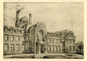 K000161 De voorzijde van het voormalig ziekenhuis de Engelenbergstichting, getekend door W. Kromhout Czn. architect ca. 1916.