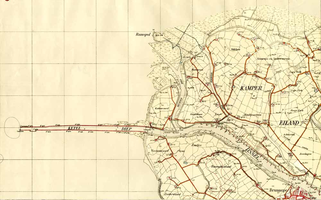 K000031 Topografische kaart van het westelijk deel van het Kampereiland, alsmede het gebied noordwestelijk van Kampen. ...
