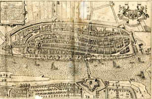 K000017 Plattegrond der stad Kampen van P. Utenwael uit 1598. Door deze plattegrond beschikte Kampen voor het eerst ...