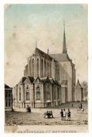 K000638 De St. Nicolaas- of Bovenkerk, een lithografie van Christianus Hendricus Hein (1815 - 1879).