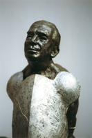 F013061 Voorstudie van het borstbeeld van de Dr. W.J. Kolff, gemaakt de de kunstenaar Norman Burkett. Over de ...