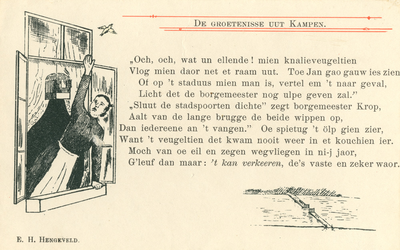 F002777 De groetenisse uut Kampen. Een serie van prentbriefkaarten met nieuwjaarswensen in het Kamper dialekt met een ...