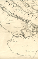 K000004 Geldersche IJssel. Kaart van de rivier de IJssel ter hoogte van de Greente, Haatland, de bebouwing van Brunnepe ...