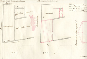 K000288 Teekening van een ontwerp tot aanbouw van een koetshuis naast de stallingen van het Buitengasthuis te kampen ...