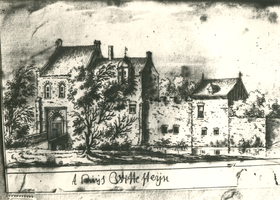 F013176 De havezate Wittesteyn, een fotografische afbeelding van een pentekening van het oude en helaas afgebroken huis ...