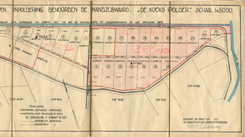K003582 Schouwkaart van de inpoldering benoorden van de Mandjeswaard De Kocks polder , opgemeten en geteekend 1928 na ...