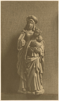 F001811 St. Anna ter Drieën, eikenhouten heiligenbeeld van St. Anna met haar dochter Maria en het kindeke ...