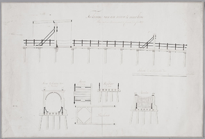 K001198 Teekening van een nieuw te maaken brug voor de Broederpoort te Campen inden jaare 1800 (opstanden en doorsnede).