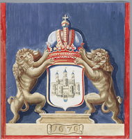 K001217 Patroon van de kussens in de Schepenzaal van het Oude Raadhuis.