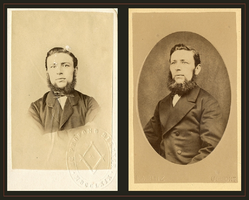 F004335 Twee afbeeldingen van dhr. Jan Reijers, boekhouder bij de fa. Gallé, geb. 01-11-1838, gehuwd op 29-05-1867 met ...