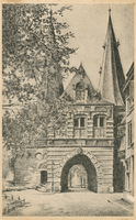 F013346 De Cellebroederspoort aan de stadszijde.