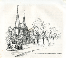 K001750 '40. Kampen: La Cellebroederspoort . De Cellebroederspoort gezien vanuit de 1e Ebbingestraat/Cellebroedersweg.