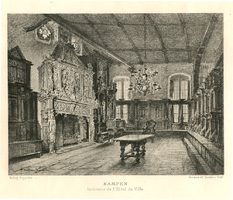 K001768 'Kampen. Interieur de l' Hôtel de Ville'. Interieur van het noordelijk deel van de schepenzaal in het Oude Raadhuis.