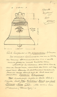 K001775 Opmetingstekening en beschrijving van de klok hangende in de Schepentoren. Opgemeten 20 februari 1915 door ...