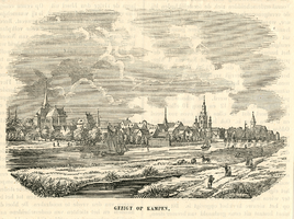 K001754 Gezigt op Kampen, een prent uit het midden van de 19e eeuw, en afkomstig uit een Nederlands werk.