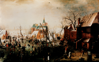 F013400 Winterlandschap bij IJsselmuiden uit circa 1608 van Hendrick Avercamp (1585 - 1634). Ook wel de stomme van ...