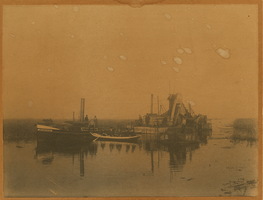 F013416 Voor de droogmaking van de Koekoekspolder moesten kanalen worden gebaggerd. Er is vanaf juni tot november 1908 ...