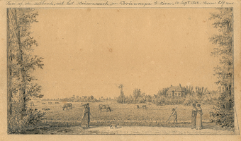 K001800-01 Vanaf de zitbank uit het Nieuwe Werk, na Brunnepe te zien, 12 september 1843. Voorm. Elf uur . De zitbank ...