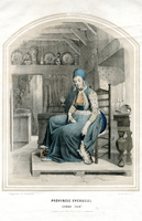 K001154 Schokland (eiland), vrouw in Schokker klederdracht ca. 1850.