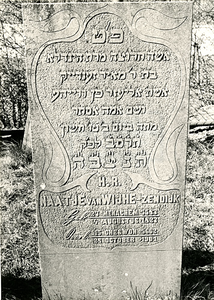 F003956 Grafsteen van Naatje van Wijhe-Zendijk, geboren 4 augustus 1823/27 Menachem (5)583). - H(ier is) b(egraven) de ...
