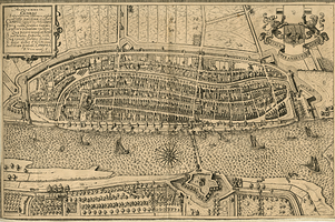 K000014 Plattegrond der stad Kampen van P. Utenwael uit 1598. Door deze plattegrond beschikte Kampen voor het eerst ...
