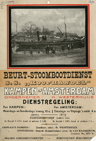 F002674 Dienstregeling Beurt-Stoomdienst Kampen - Amsterdam, met dienstregeling en tarieven, ondernemer: H. Westerhuis. ...