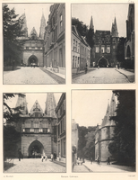 F000674 Kampen, Gateways.Viertal afbeeldingen van de Kamper poorten in een Engels tijdschrift.A. Cellebroederspoort ...