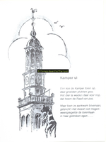 F005694 Optekening van Kamper Uien op rijm, de Nieuwe Toren . Tekening: Jan v.d. Starre, tekst Henk de Koning.