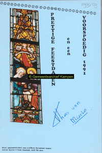 F004797 Detail van een gebrandschilderd raam in het hoofdkoor van de Buitenkerk.