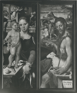 F012995 Diptiek (=tweeluik) Maria met Kind en Johannes de Doper , schilderij uit 1548, aanwezig in de collectie van het ...