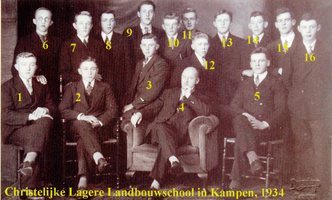 F013540 Christelijke Lagere Landbouwschool in Kampen. Behalve de genoemden zaten de volgende personen (namen onderaan ...