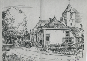 F014588 Zalk bij e Kerk, reproductie tekening van Teun Veen.