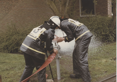 F014701 Brandweer IJsselmuiden - Brandweerwedstrijd in Zwolle 27 april 1985.