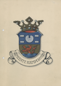 F014979 Wapen Kamperveen op 21 februari 1930 per Koninklijk Besluit door de Hoge Raad van Adel aan de Overijsselse ...