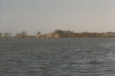 F015218 Hoog water in de IJssel .