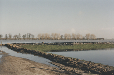 F015220 Hoog water in de IJssel .
