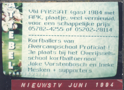 F016398 Avercampschool Kampen - Nieuws TV Kabelkrant Korfballers van de Avercampschool 3e plek geëindigd.