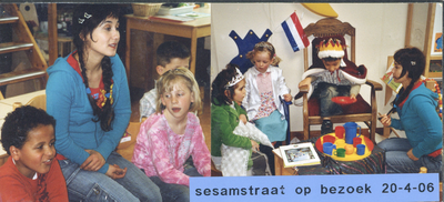 F016402 Avercampschool Kampen - Sesamstraat op bezoek.