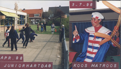 F016452 Avercampschool Kampen - Juniorhartdag in april 1998 en het bezoek van Koos Martoos op 3 juli 1998.