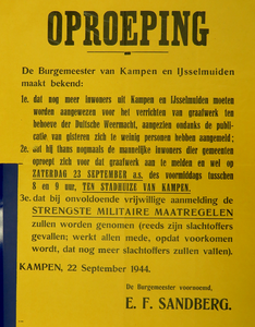 WOII000104 K1564 Affiche van de Nazi's betreffende een oproep voor arbeidsinzet en anders volgen er ...