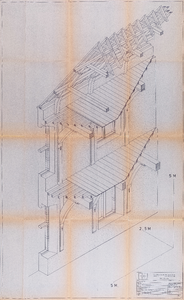  Isometrische doorsnede van het raadhuis aan de Voorstraat te Vianen (blad 1)