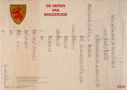  Stamboom van de heren van Brederode ter gelegenheid van de expositie Hendrik van Brederode in het Stedelijke Museum Vianen