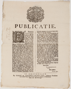  Publicatie van de Staten van Holland en Westfriesland van 26 juli 1748 over de wens tot afschaffing van de verpachting ...