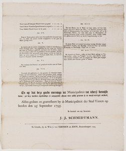  Publicatie van de municipaliteit van Vianen van 25 september 1795 over de korenmarkt aldaar (2de blad)