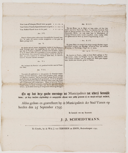  Publicatie van de municipaliteit van Vianen van 25 september 1795 over de korenmarkt aldaar (2de blad)