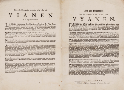  Publicatie van de Staten-Generaal der Verenigde Nederlanden van 15 december 1672 waarbij de stad en het land van ...