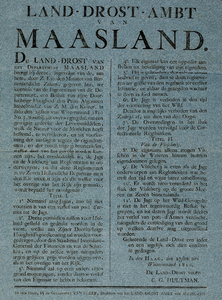  Publicatie van de landdrost van het Departement van Maasland van 27 december 1810 op de jacht en visserij