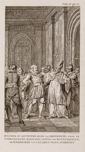  Reinoud II (1415-1473), heer van Brederode, wordt door de Utrechtse bisschop David van Bourgondië, in 1470 (?) de orde ...
