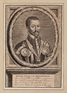  Portret van Hendrik, heer van Brederode (1531-1568) met een gedicht van G. Brandt